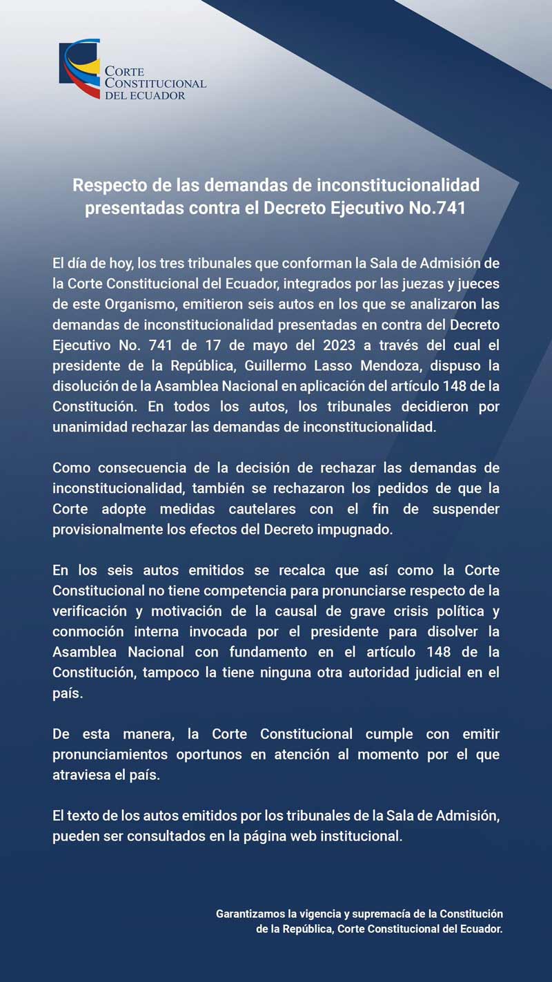 🚨 #ÚltimaHora | ¡Presidente Guillermo Lasso actuó en el marco de la Constitución ✅!