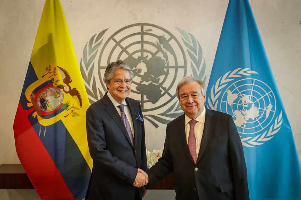 El secretario general de Naciones Unidas,  Antonio Guterres, felicitó al presidente  @LassoGuillermo  por las políticas públicas que implementa el Gobierno Nacional en materia de refugiados y medioambiente.