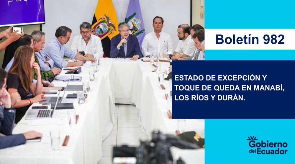 El presidente Guillermo Lasso declaró estado de excepción y toque de queda en las provincias de Manabí, Los Ríos y en el cantón Durán. Rigen desde hoy.