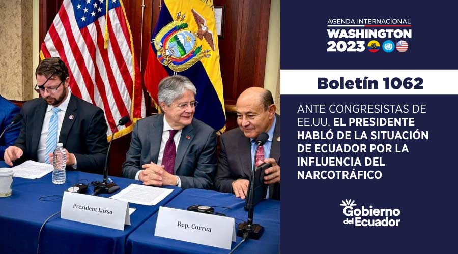 Hoy, el  presidente Guillermo Lasso dialogó con el Equipo de Tarea Contra los Cárteles de México del Congreso de EE.UU., para explicar la afectación del narcotráfico al Ecuador.