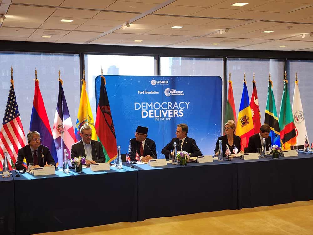 En el marco de su agenda oficial en Nueva York, el presidente Guillermo Lasso participó en el evento Democracy Delivers, organizado por USAID  y dirigido por Samantha Power.